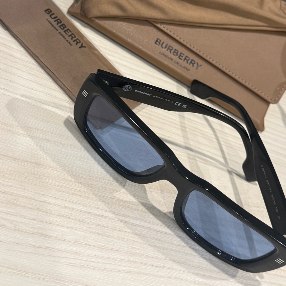 Burberry Black Sunglasses with Blue-Green Tint